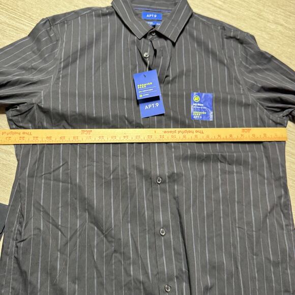 (3) Apt. 9 Premier Flex NWT No Iron Long Sleeve Dress Shirt Men's L Black Gray - Picture 5 of 8